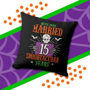 Halloween Spooktacular 15th Wedding Anniversary Throw Pillow