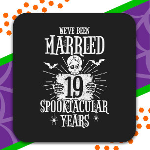 Halloween Spooktacular 19th Wedding Anniversary Square Sticker