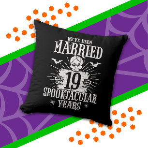 Halloween Spooktacular 19th Wedding Anniversary Throw Pillow