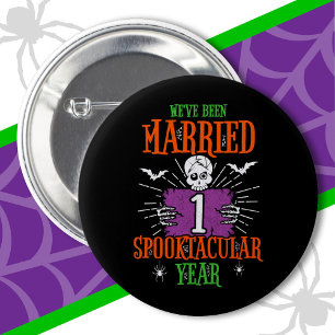 Halloween Spooktacular 1st Wedding Anniversary 2 Inch Round Button