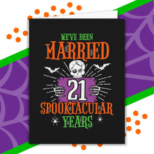 Halloween Spooktacular 21st Wedding Anniversary Card