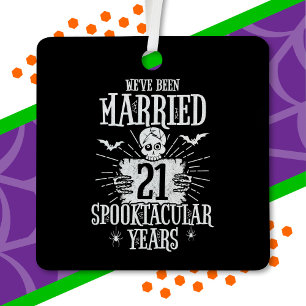 Halloween Spooktacular 21st Wedding Anniversary Metal Ornament