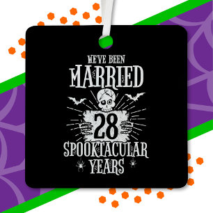 Halloween Spooktacular 28th Wedding Anniversary Metal Ornament