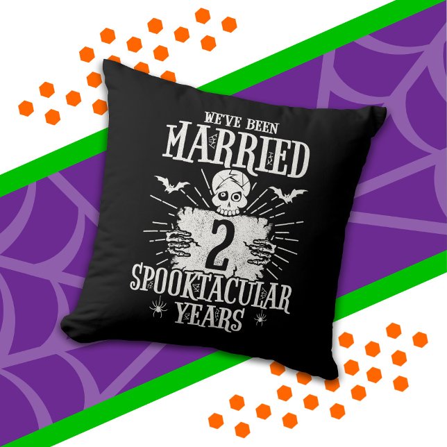 Halloween Spooktacular 2nd Wedding Anniversary Throw Pillow (Creator Uploaded)
