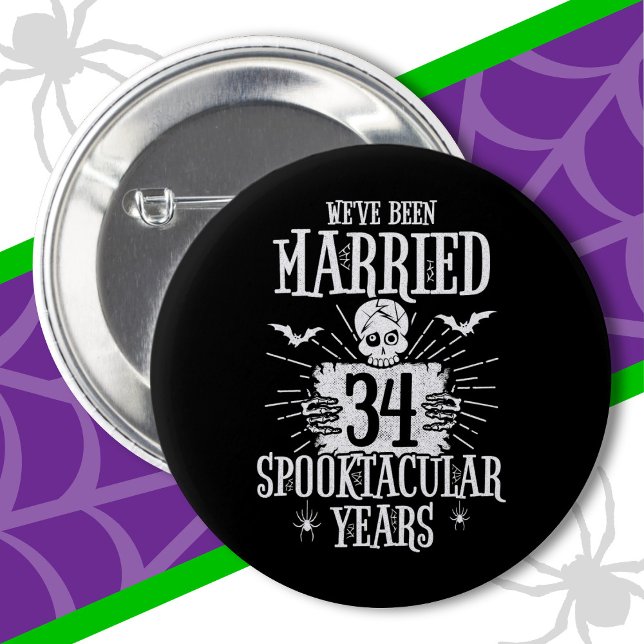 Halloween Spooktacular 34th Wedding Anniversary 2 Inch Round Button (Creator Uploaded)