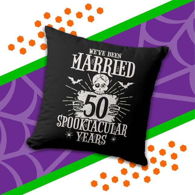 Halloween Spooktacular 50th Wedding Anniversary Throw Pillow (Creator Uploaded)