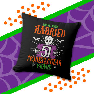 Halloween Spooktacular 51st Wedding Anniversary Throw Pillow