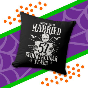 Halloween Spooktacular 57th Wedding Anniversary Throw Pillow