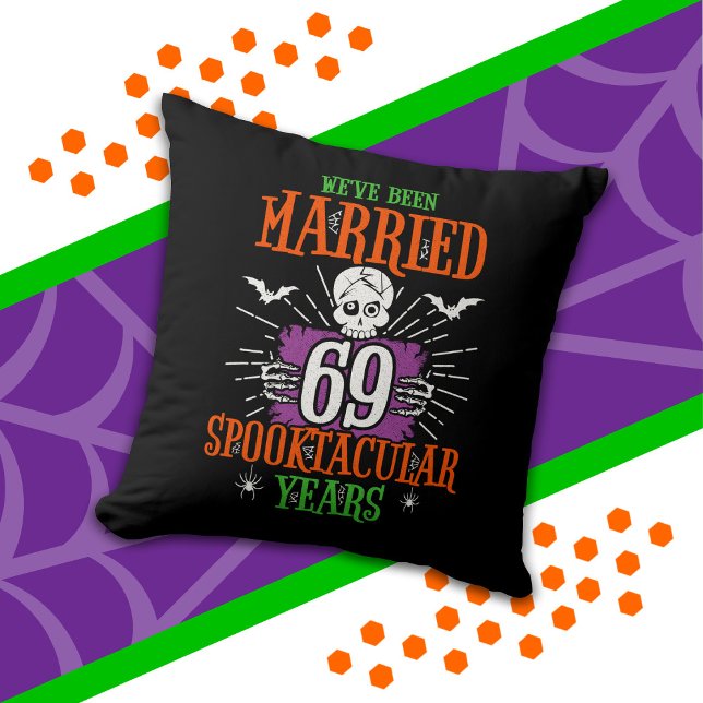 Halloween Spooktacular 69th Wedding Anniversary Throw Pillow (Creator Uploaded)