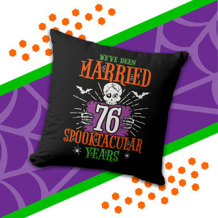 Halloween Spooktacular 76th Wedding Anniversary Throw Pillow
