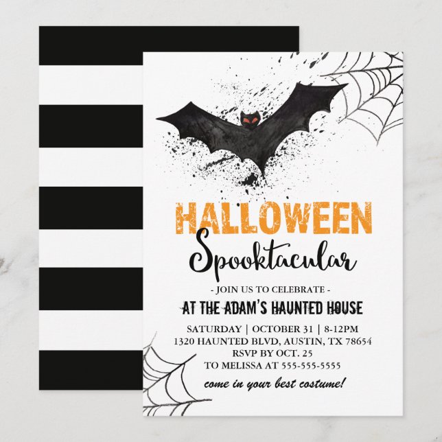 Halloween Spooktacular Bat Invitation (Front/Back)