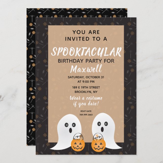 Halloween Spooktacular Birthday Cute Ghosts Invitation (Front/Back)
