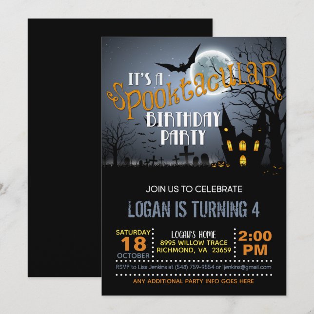 Halloween Spooktacular Birthday Party Invitation (Front/Back)