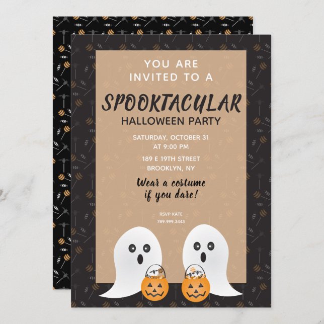 Halloween Spooktacular Ghosts Trick Or Treating Invitation (Front/Back)