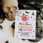 Halloween Spooktacular Girl Birthday Pink Pumpkins Invitation<br><div class="desc">Halloween birthday party invitation. Spooktacular birthday bash invite with pink pumpkins and stars.</div>