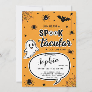 Halloween Spooktacular Invitation Card, Cute Ghosh