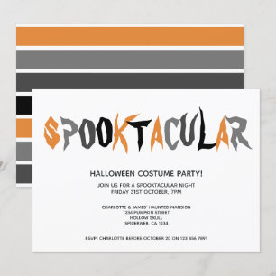 Halloween Spooktacular Party Striped Pattern Invitation