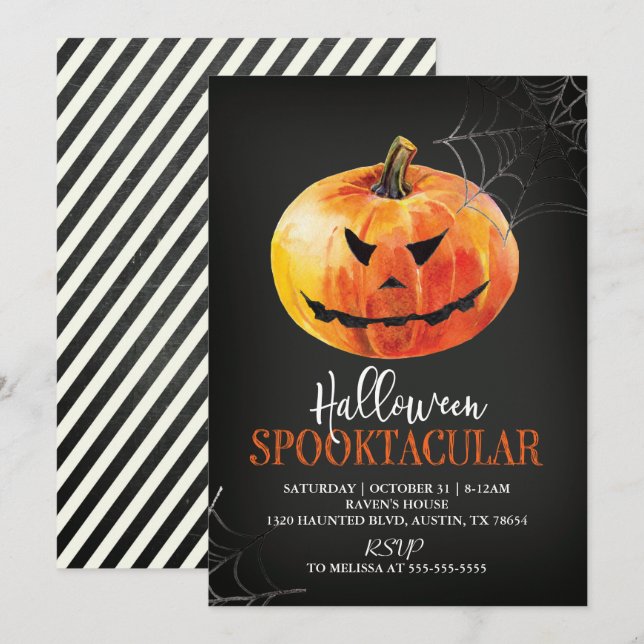 Halloween Spooktacular Pumpkin Invitation (Front/Back)