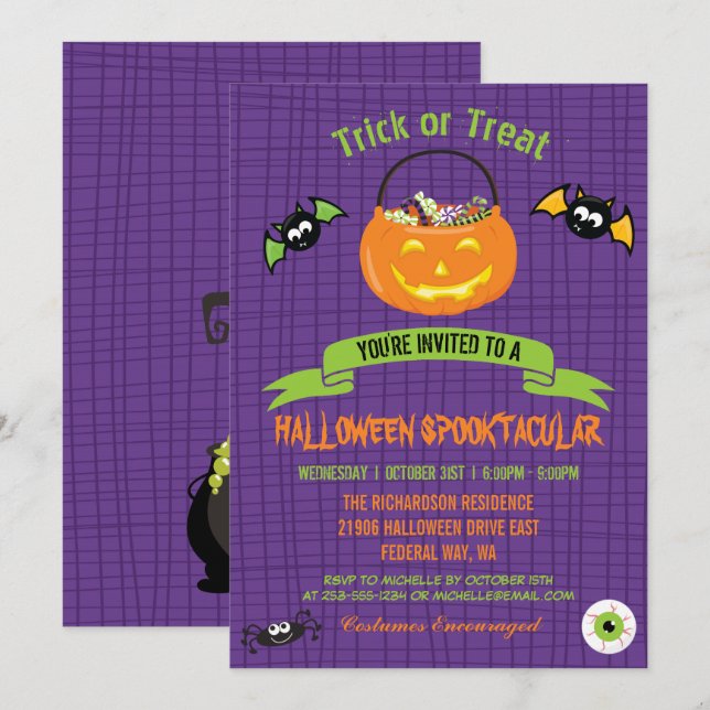 Halloween Spooktacular Pumpkin Party Invitation (Front/Back)