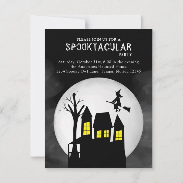 Halloween Spooktacular Witch Haunted House Invitation (Front)