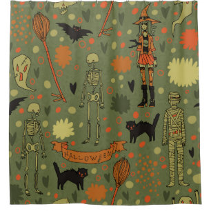 Halloween spooky background. With cats, roses, bat