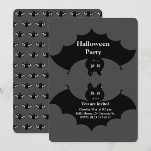 Halloween Spooky Bats on Grey Invitation