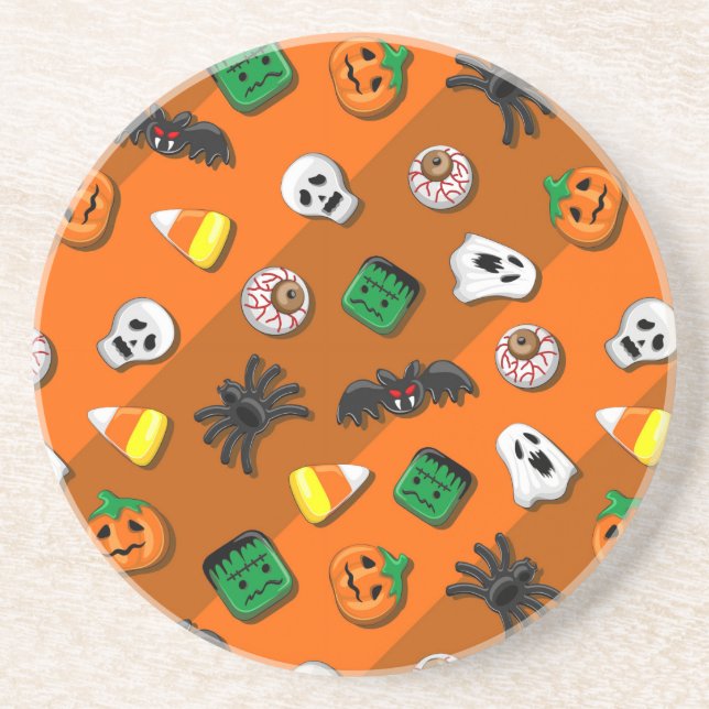 Halloween Spooky Candies Party Coaster (Front)