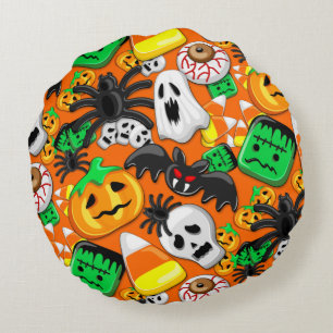 Halloween Spooky Candies Party    Round Pillow