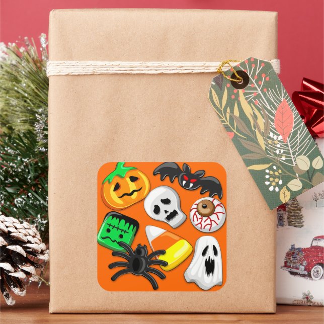 Halloween Spooky Candies Party    Square Sticker (Holiday)