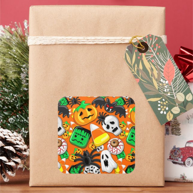 Halloween Spooky Candies Party    Square Sticker (Holiday)