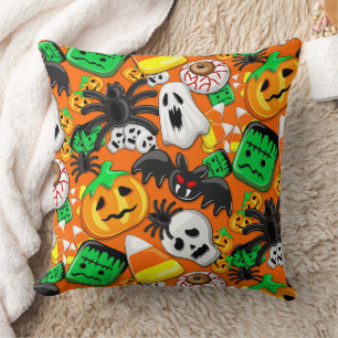Halloween Spooky Candies Party    Throw Pillow