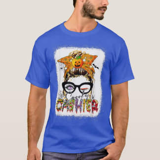 Halloween Spooky Cashier Messy Bun Glasses Spooky  T-Shirt