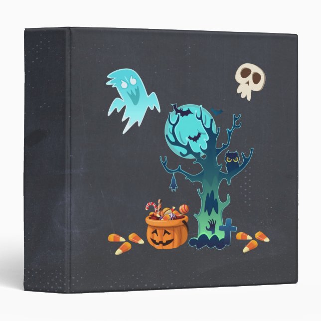 Halloween Spooky Creepy Ghosts Bats Skulls & Candy Binder (Front/Spine)