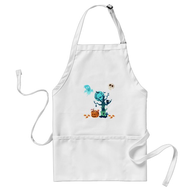 Halloween Spooky Creepy Ghosts Bats Skulls & Candy Standard Apron (Front)