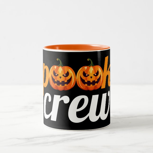 Halloween Spooky Crew Pumpkin Jack-o-Lantern Two-Tone Coffee Mug (Center)