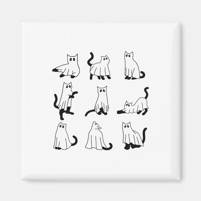 Halloween Spooky Cute Black Cats Kitty Ghosts Fall Magnet (Front)