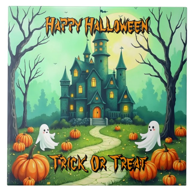 Halloween Spooky Cute Modern Collection Tile (Front)
