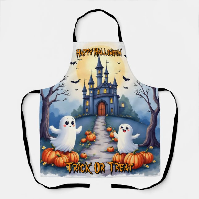Halloween Spooky Cute Trendy Collection Apron (Front)