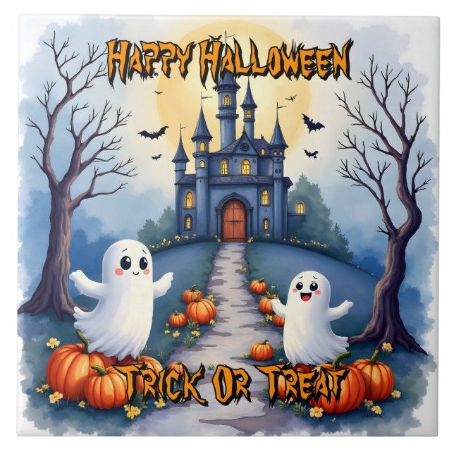Halloween Spooky Cute Trendy Collection Tile (Front)