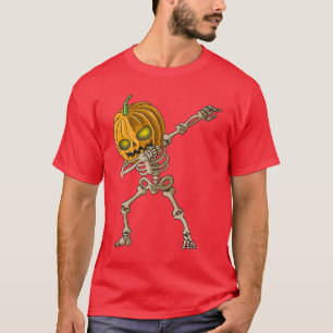 Halloween Spooky Dabbing Pumpkin Skeleton T-Shirt