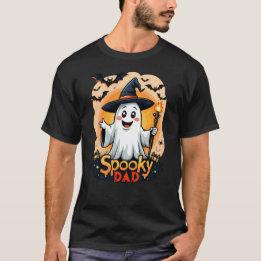 Halloween Spooky Dad Ghost With Hat Customizable  T-Shirt