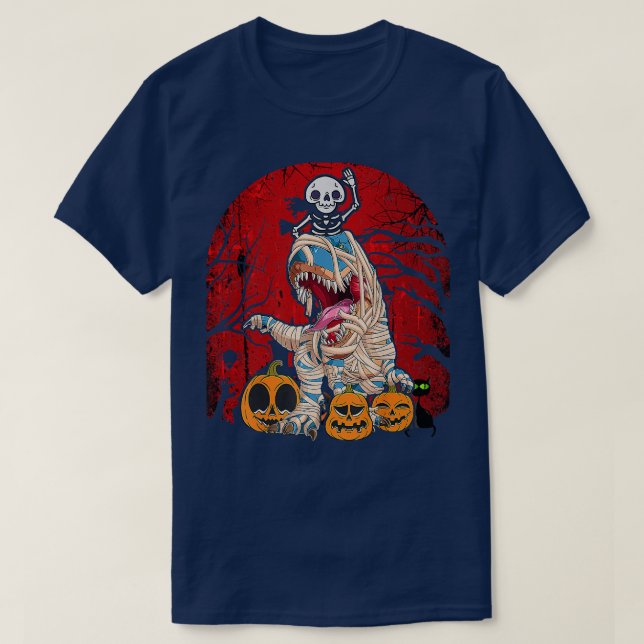 Halloween Spooky Dinosaur Skeleton Premium  T-Shirt (Design Front)