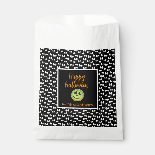 Halloween spooky eyes green cookie no tricks  favour bag (Front)