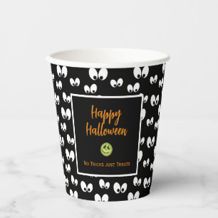 Halloween spooky eyes green cookie no tricks paper cups
