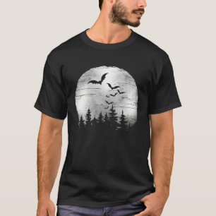 Halloween Spooky Full Moon The Woods & Bats T-Shirt