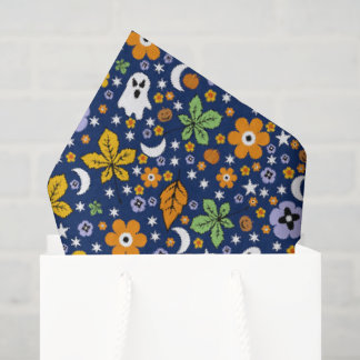 Halloween spooky ghost and orange pumpkins tissue paper