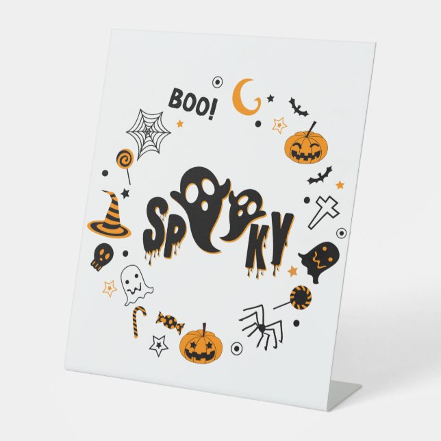 Halloween Spooky Ghost Pedestal Sign (Front)