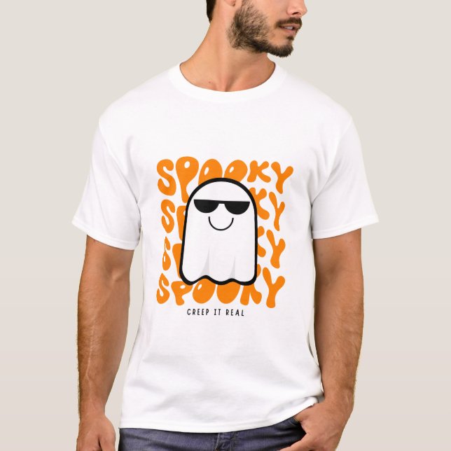 Halloween Spooky Ghost Unisex 100% Cotton T-shirt (Front)