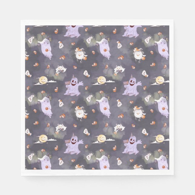 Halloween Spooky Ghosts Paper Napkin (Front)