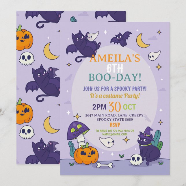 Halloween Spooky Ghosts Party Birthday Invite (Front/Back)